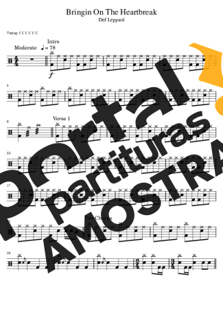 Def Leppard  partitura para Bateria