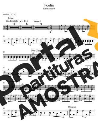 Def Leppard  partitura para Bateria