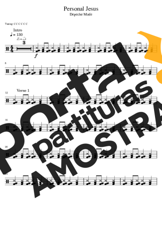 Depeche Mode Personal Jesus partitura para Bateria