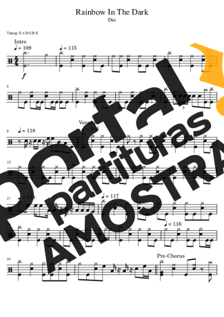 Dio  partitura para Bateria