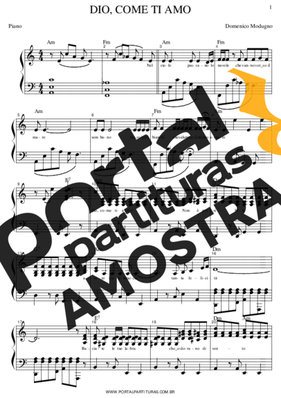Domenico Modugno  partitura para Piano