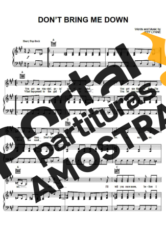 Electric Light Orchestra Don´t Bring Me Down partitura para Piano