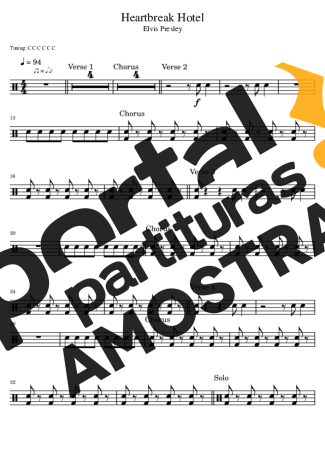 Elvis Presley  partitura para Bateria