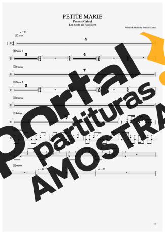 Francis Cabrel  partitura para Bateria