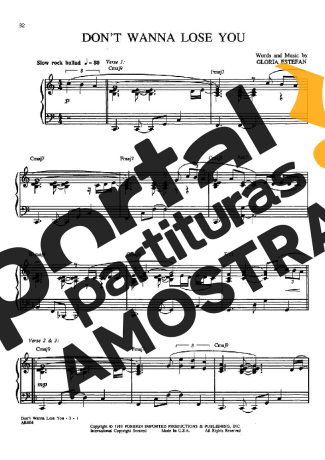 Gloria Estefan  partitura para Piano