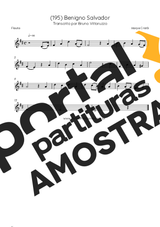 Harpa Cristã (195) Benigno Salvador partitura para Flauta Transversal