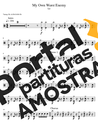 Lit  partitura para Bateria