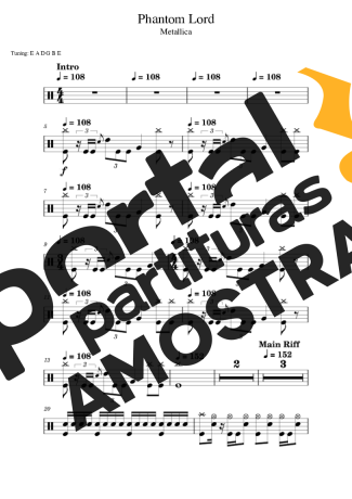 Metallica  partitura para Bateria