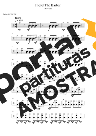 Nirvana  partitura para Bateria