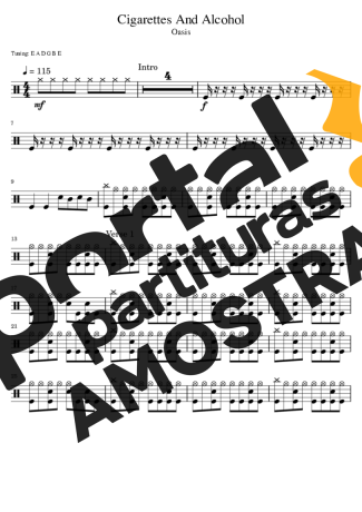 Oasis  partitura para Bateria