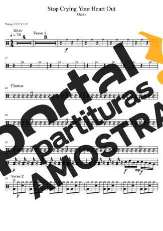 Oasis  partitura para Bateria