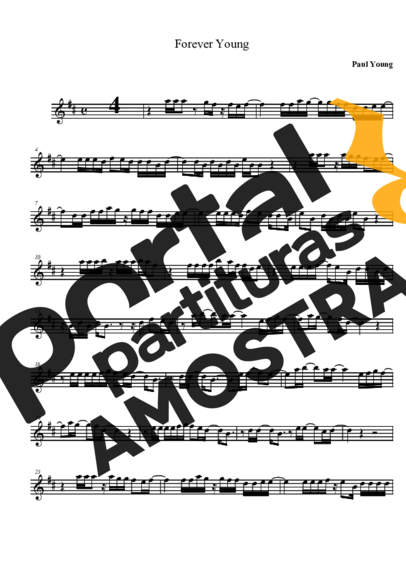Paul Young  partitura para Saxofone Tenor Soprano (Bb)