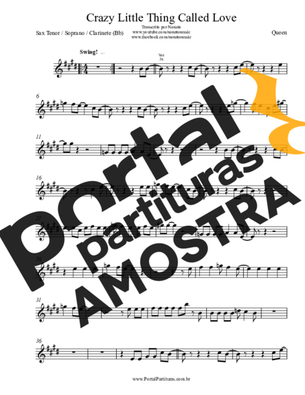 Queen  partitura para Saxofone Tenor Soprano (Bb)