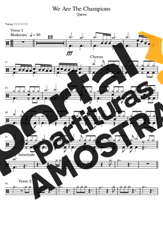 Queen  partitura para Bateria