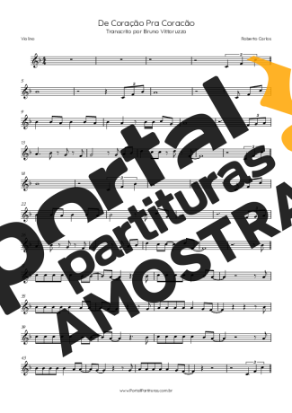 Roberto Carlos De Coração Pra Coração partitura para Violino