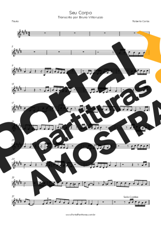 Roberto Carlos Seu Corpo partitura para Flauta Transversal