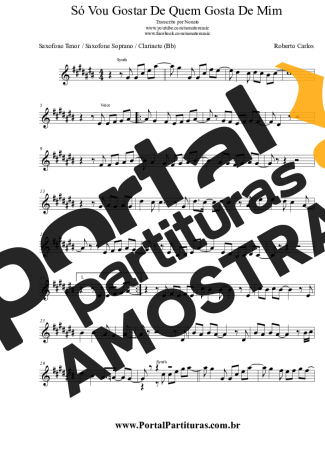 Roberto Carlos Só Vou Gostar De Quem Gosta De Mim partitura para Clarinete (Bb)