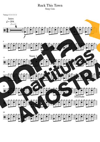 Stray Cats  partitura para Bateria