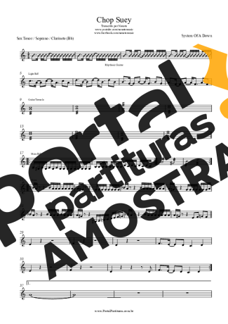 System Of A Down  partitura para Clarinete (Bb)