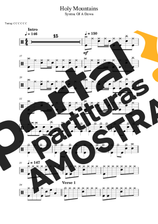 System Of A Down  partitura para Bateria