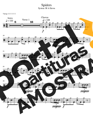 System Of A Down  partitura para Bateria