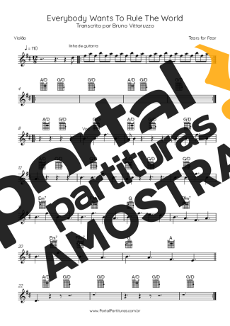 Tears For Fears Everybody Wants To Rule The World partitura para Violão