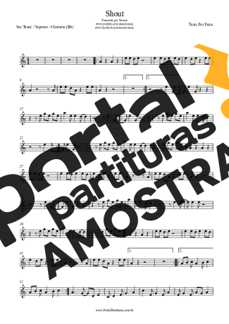 Tears For Fears Shout partitura para Clarinete (Bb)