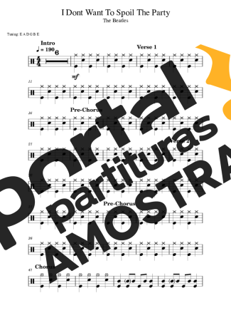 The Beatles I Don´t Want To Spoil The Party partitura para Bateria