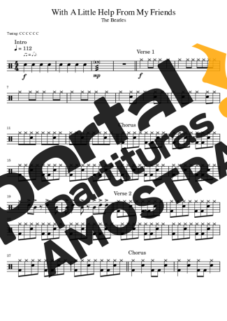 The Beatles With A Little Help From My Friends partitura para Bateria