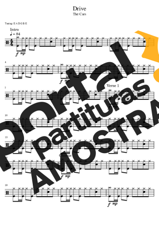 The Cars  partitura para Bateria