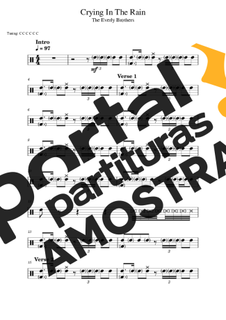 The Everly Brothers Crying In The Rain partitura para Bateria