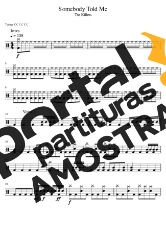 The Killers  partitura para Bateria