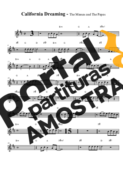 The Mamas and the Papas  partitura para Saxofone Tenor Soprano (Bb)