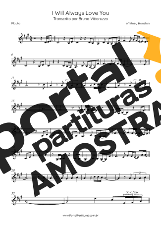 Whitney Houston  partitura para Flauta Transversal