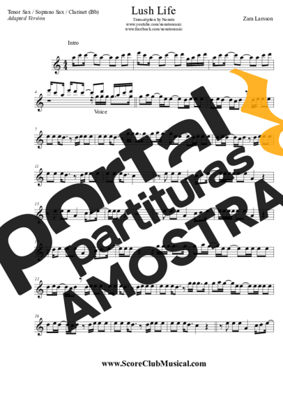 Zara Larsson  partitura para Saxofone Tenor Soprano (Bb)